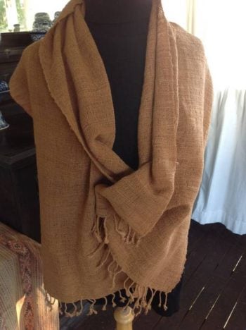 handwoven cotton scarf or wrap made in Thailand natural dye