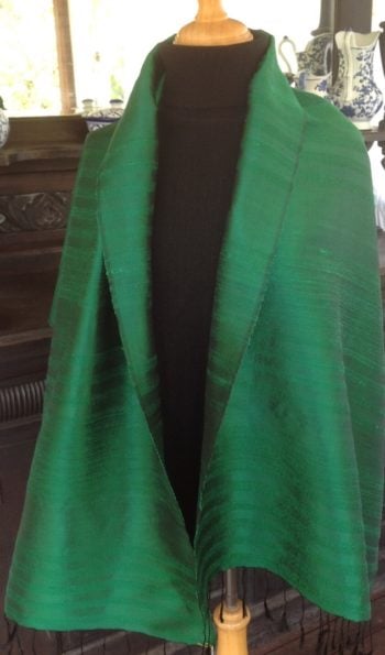 Emerald green hand woven silk wrap made in Thailand